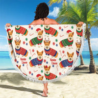 Wales Corgi Christmas Beach Blanket Nadolig Llawen Welsh Dog Seamless Vibes - Wonder Print Shop