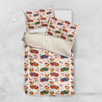 Wales Corgi Christmas Bedding Set Nadolig Llawen Welsh Dog Seamless Vibes - Wonder Print Shop