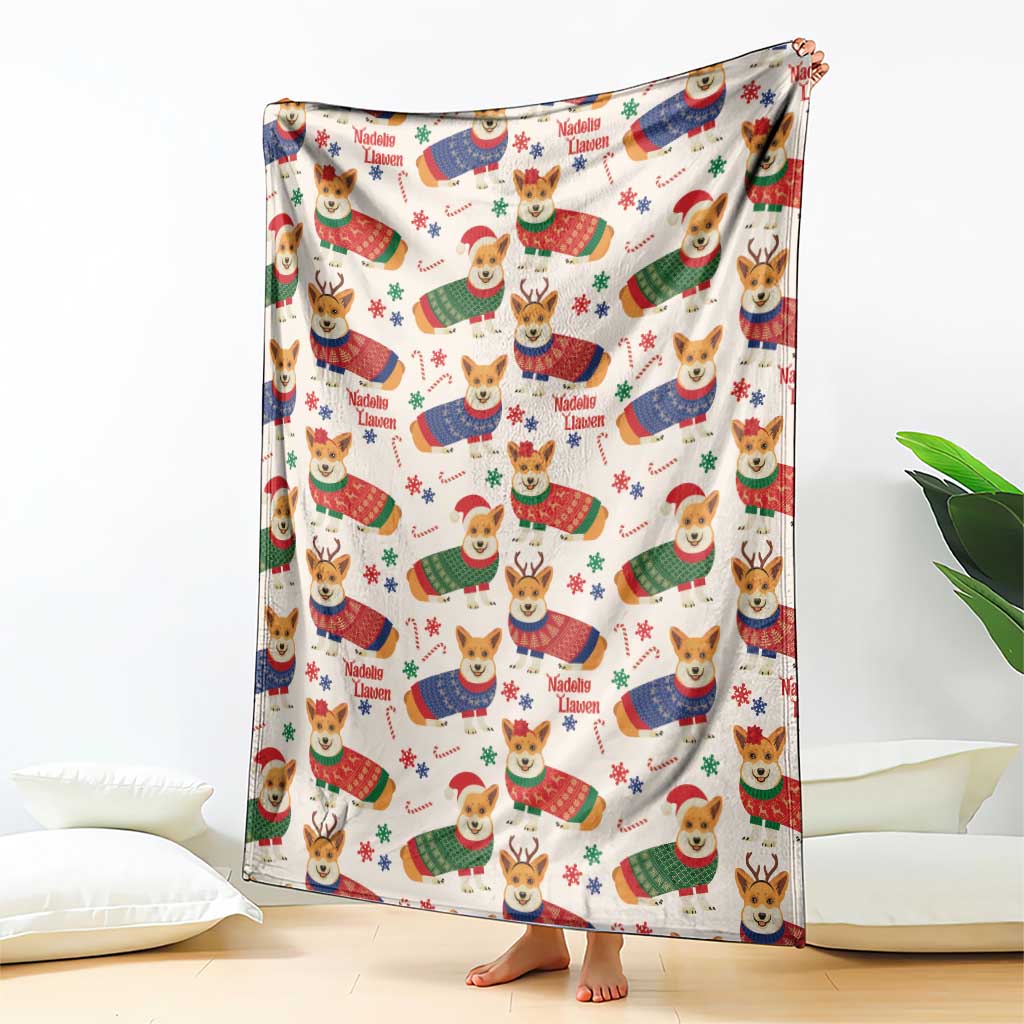 Wales Corgi Christmas Blanket Nadolig Llawen Welsh Dog Seamless Vibes - Wonder Print Shop