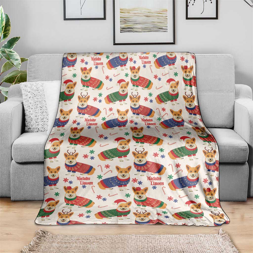 Wales Corgi Christmas Blanket Nadolig Llawen Welsh Dog Seamless Vibes - Wonder Print Shop