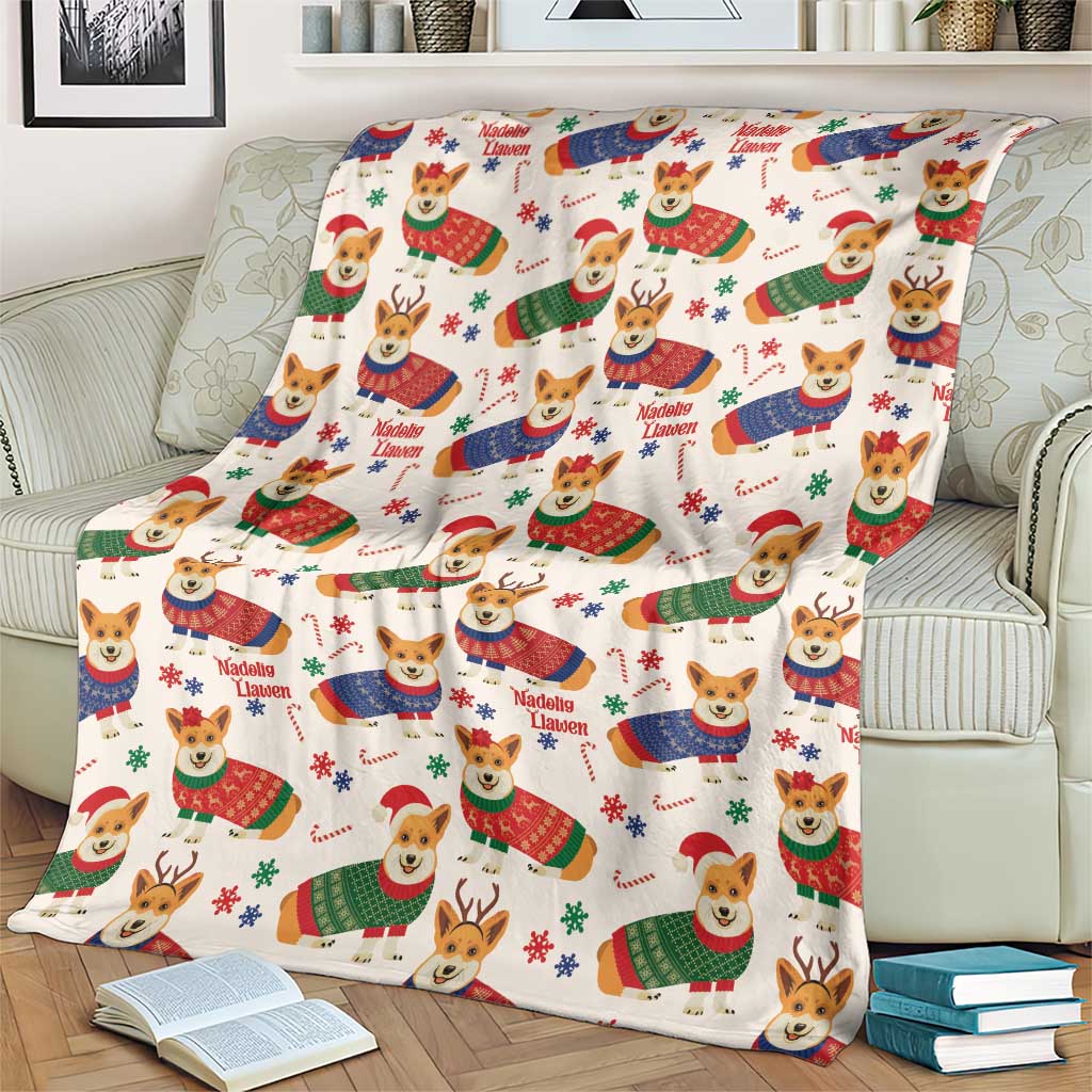 Wales Corgi Christmas Blanket Nadolig Llawen Welsh Dog Seamless Vibes - Wonder Print Shop