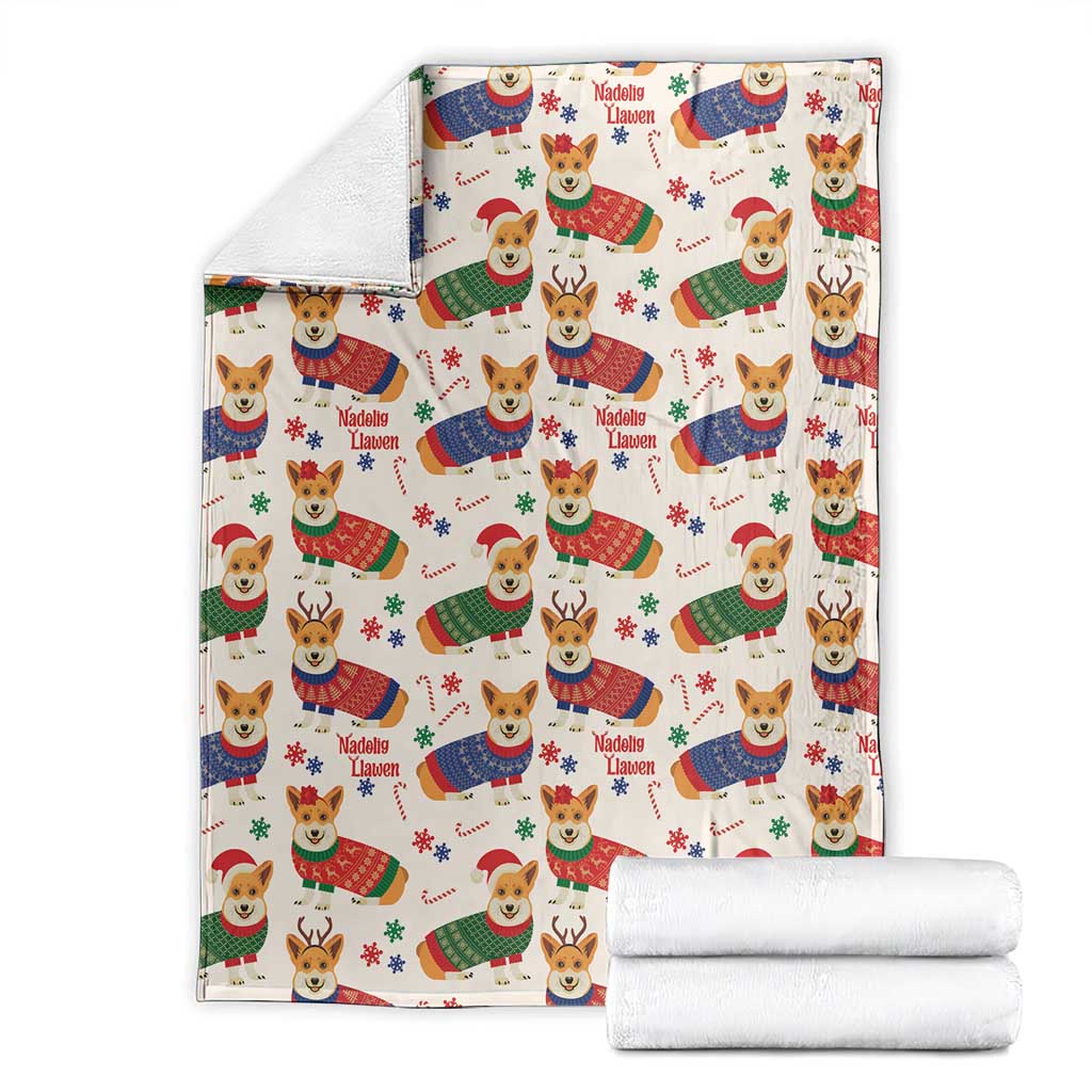 Wales Corgi Christmas Blanket Nadolig Llawen Welsh Dog Seamless Vibes - Wonder Print Shop