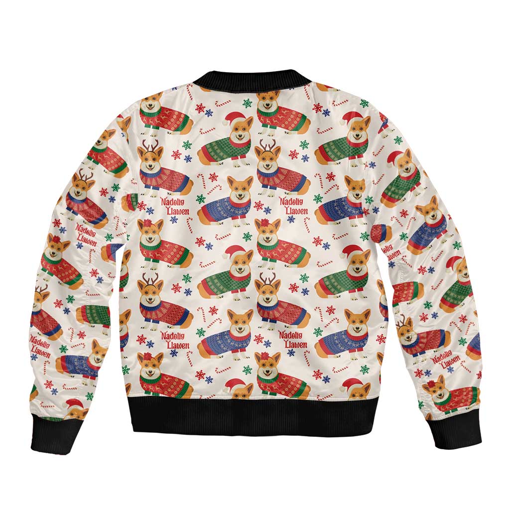 Wales Corgi Christmas Bomber Jacket Nadolig Llawen Welsh Dog Seamless Vibes - Wonder Print Shop