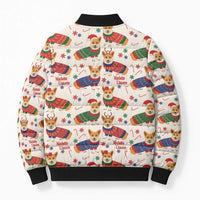 Wales Corgi Christmas Bomber Puffer Jacket Nadolig Llawen Welsh Dog Seamless Vibes - Wonder Print Shop