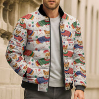 Wales Corgi Christmas Bomber Puffer Jacket Nadolig Llawen Welsh Dog Seamless Vibes - Wonder Print Shop