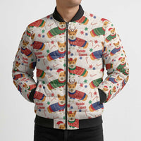 Wales Corgi Christmas Bomber Puffer Jacket Nadolig Llawen Welsh Dog Seamless Vibes - Wonder Print Shop