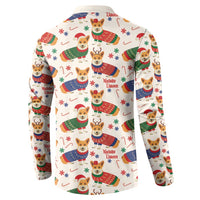 Wales Corgi Christmas Button Sweatshirt Nadolig Llawen Welsh Dog Seamless Vibes - Wonder Print Shop