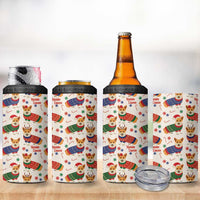 Wales Corgi Christmas 4 in 1 Can Cooler Tumbler Nadolig Llawen Welsh Dog Seamless Vibes - Wonder Print Shop
