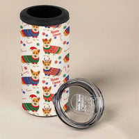 Wales Corgi Christmas 4 in 1 Can Cooler Tumbler Nadolig Llawen Welsh Dog Seamless Vibes - Wonder Print Shop