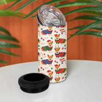 Wales Corgi Christmas 4 in 1 Can Cooler Tumbler Nadolig Llawen Welsh Dog Seamless Vibes - Wonder Print Shop