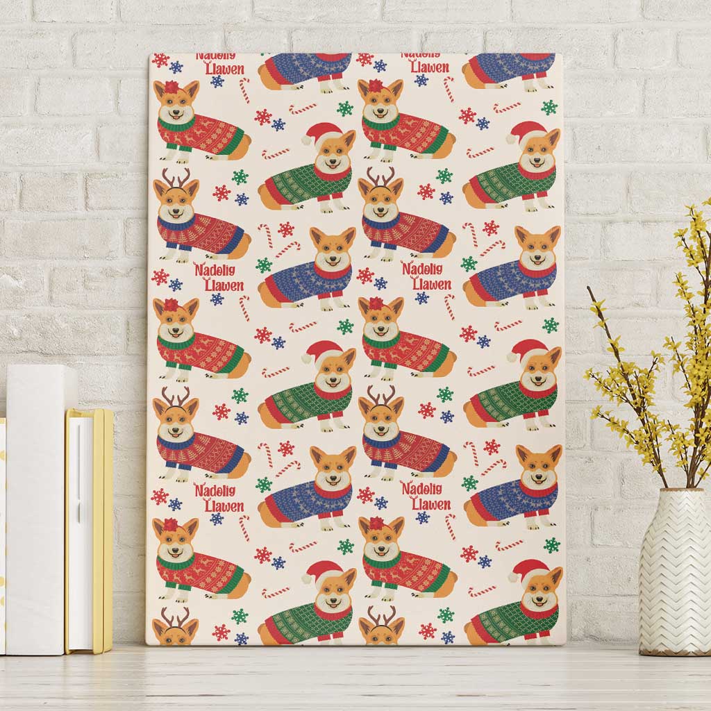 Wales Corgi Christmas Canvas Wall Art Nadolig Llawen Welsh Dog Seamless Vibes - Wonder Print Shop