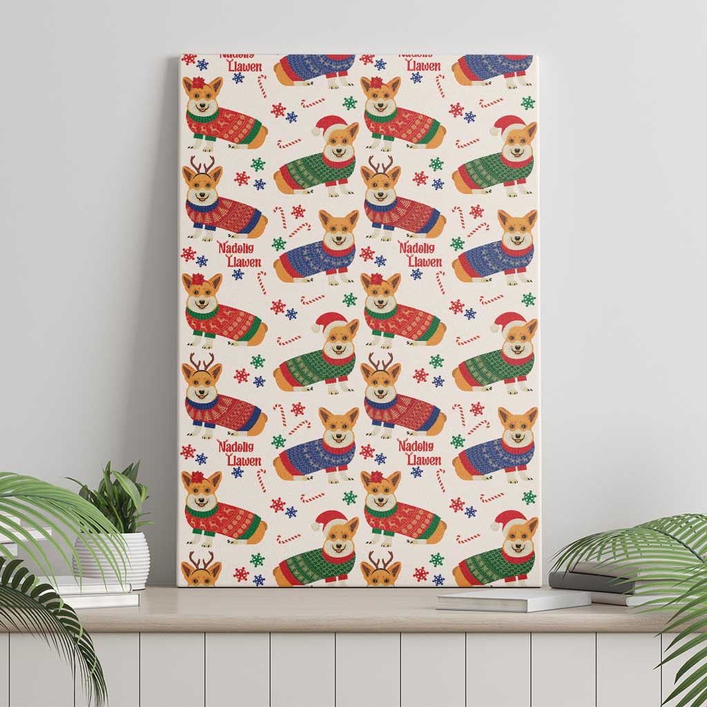 Wales Corgi Christmas Canvas Wall Art Nadolig Llawen Welsh Dog Seamless Vibes - Wonder Print Shop