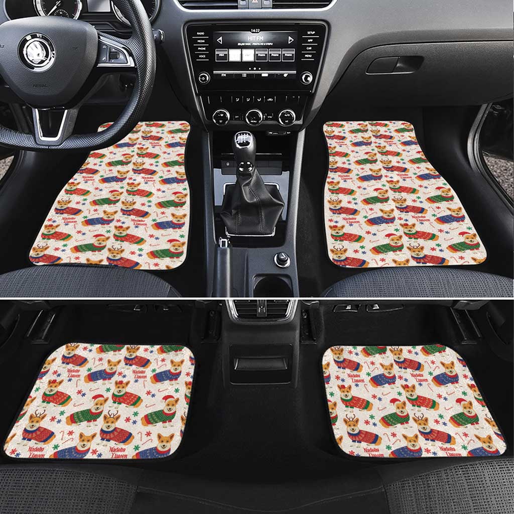 Wales Corgi Christmas Car Mats Nadolig Llawen Welsh Dog Seamless Vibes - Wonder Print Shop