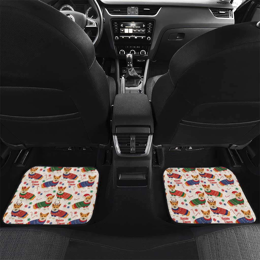 Wales Corgi Christmas Car Mats Nadolig Llawen Welsh Dog Seamless Vibes - Wonder Print Shop