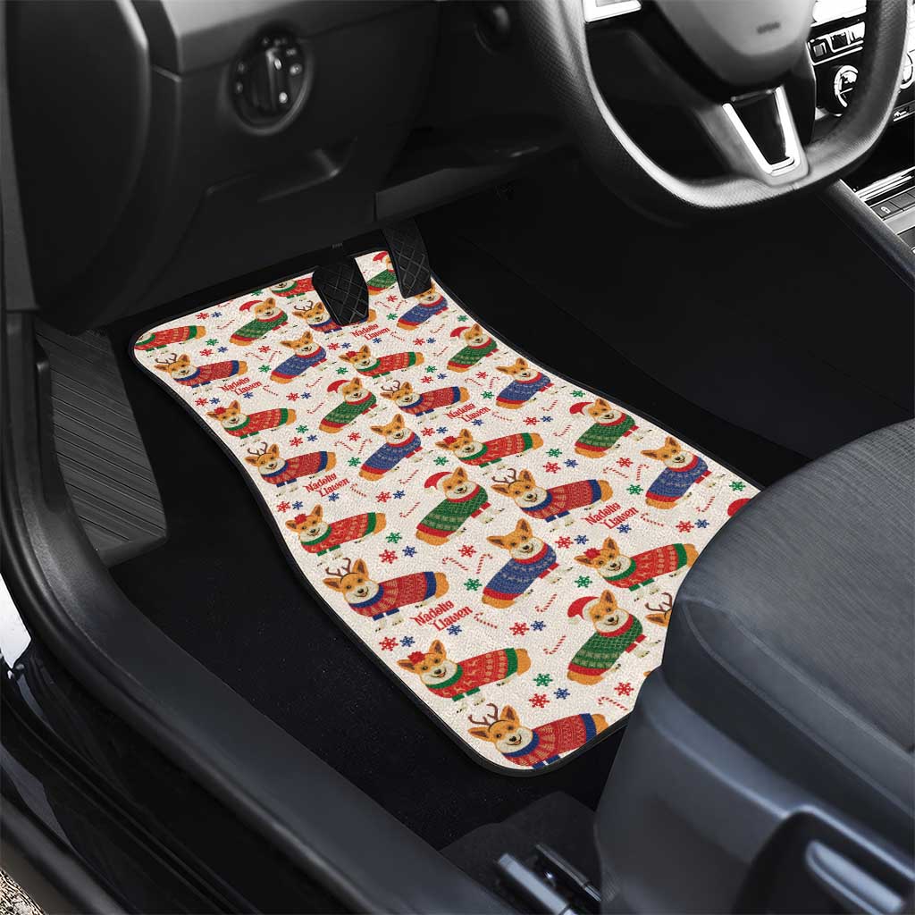 Wales Corgi Christmas Car Mats Nadolig Llawen Welsh Dog Seamless Vibes - Wonder Print Shop