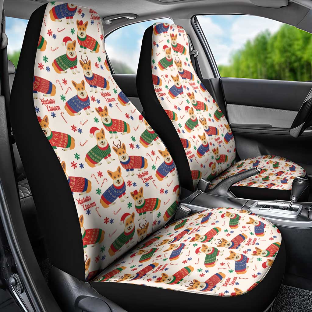 Wales Corgi Christmas Car Seat Cover Nadolig Llawen Welsh Dog Seamless Vibes - Wonder Print Shop