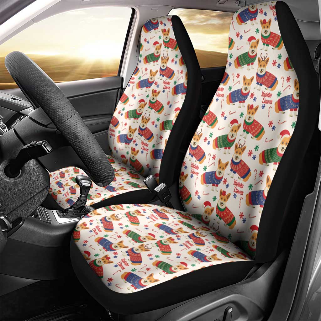 Wales Corgi Christmas Car Seat Cover Nadolig Llawen Welsh Dog Seamless Vibes - Wonder Print Shop