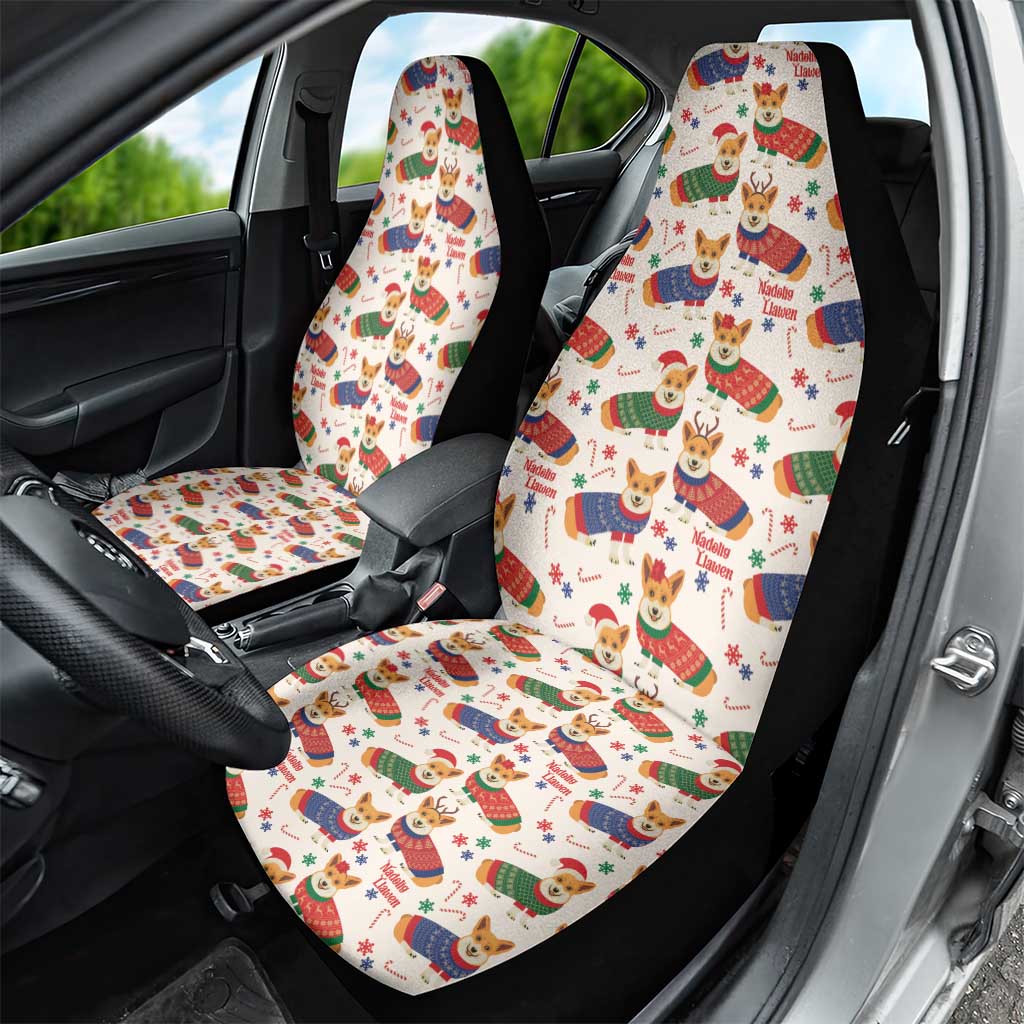 Wales Corgi Christmas Car Seat Cover Nadolig Llawen Welsh Dog Seamless Vibes - Wonder Print Shop
