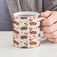 Wales Corgi Christmas Ceramic Mug Nadolig Llawen Welsh Dog Seamless Vibes - Wonder Print Shop