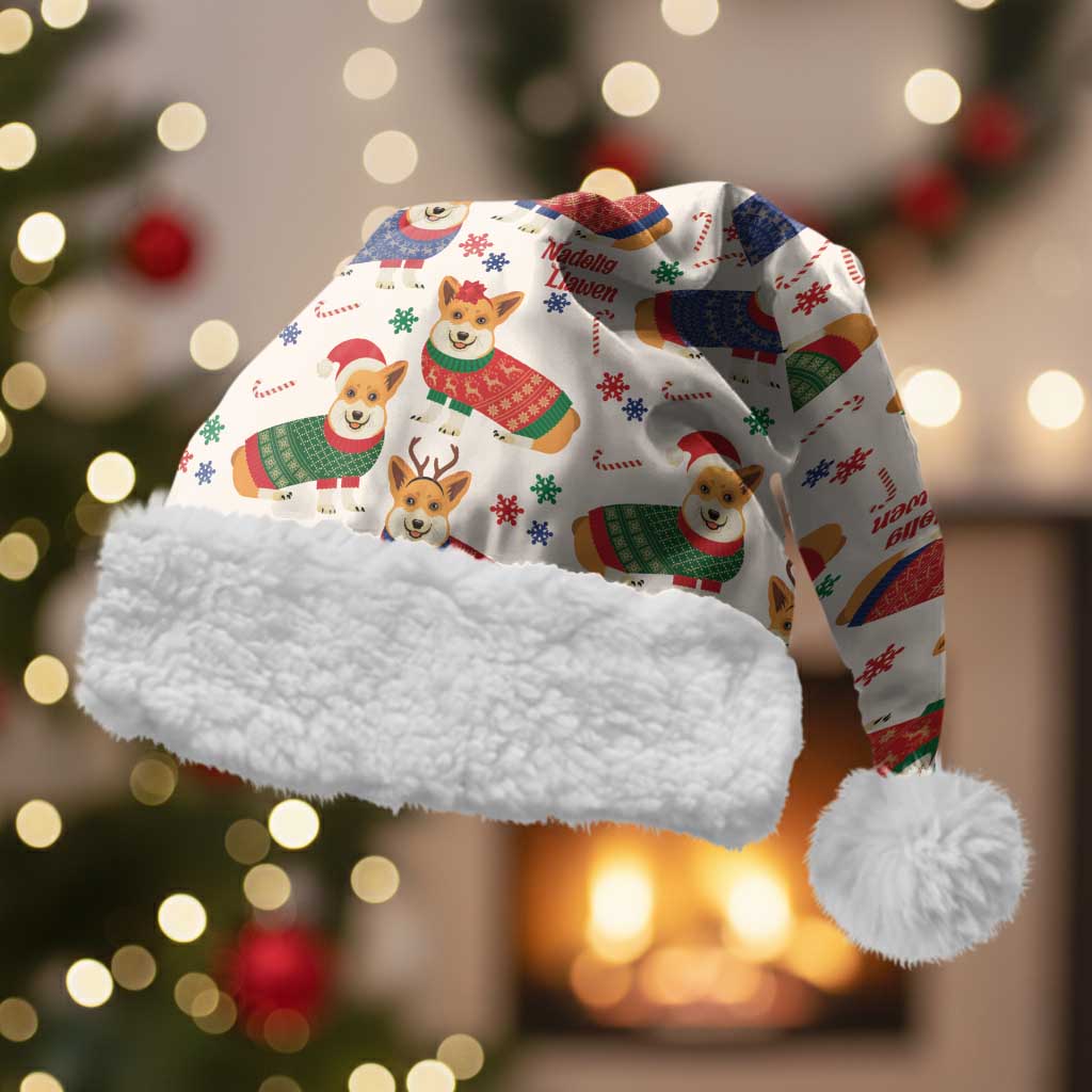 Wales Corgi Christmas Santa Hat Nadolig Llawen Welsh Dog Seamless Vibes - Wonder Print Shop