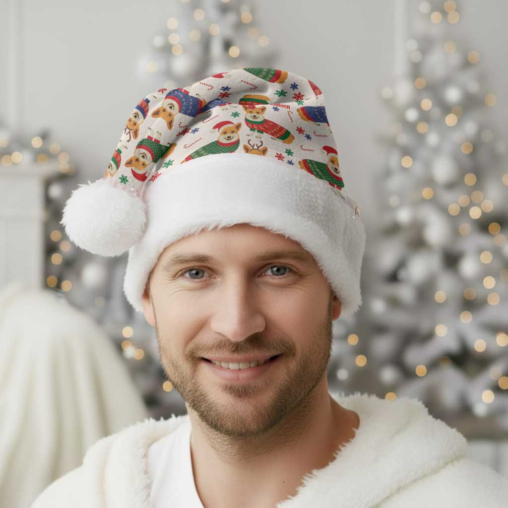 Wales Corgi Christmas Santa Hat Nadolig Llawen Welsh Dog Seamless Vibes - Wonder Print Shop