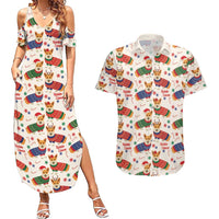 Wales Corgi Christmas Couples Matching Summer Maxi Dress and Hawaiian Shirt Nadolig Llawen Welsh Dog Seamless Vibes - Wonder Print Shop