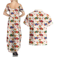 Wales Corgi Christmas Couples Matching Summer Maxi Dress and Hawaiian Shirt Nadolig Llawen Welsh Dog Seamless Vibes - Wonder Print Shop