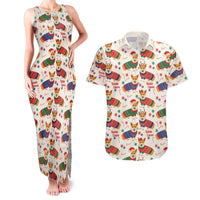 Wales Corgi Christmas Couples Matching Tank Maxi Dress and Hawaiian Shirt Nadolig Llawen Welsh Dog Seamless Vibes - Wonder Print Shop
