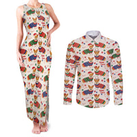 Wales Corgi Christmas Couples Matching Tank Maxi Dress and Long Sleeve Button Shirt Nadolig Llawen Welsh Dog Seamless Vibes - Wonder Print Shop