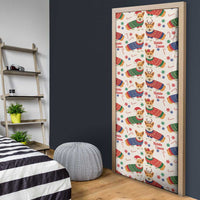 Wales Corgi Christmas Door Cover Nadolig Llawen Welsh Dog Seamless Vibes - Wonder Print Shop