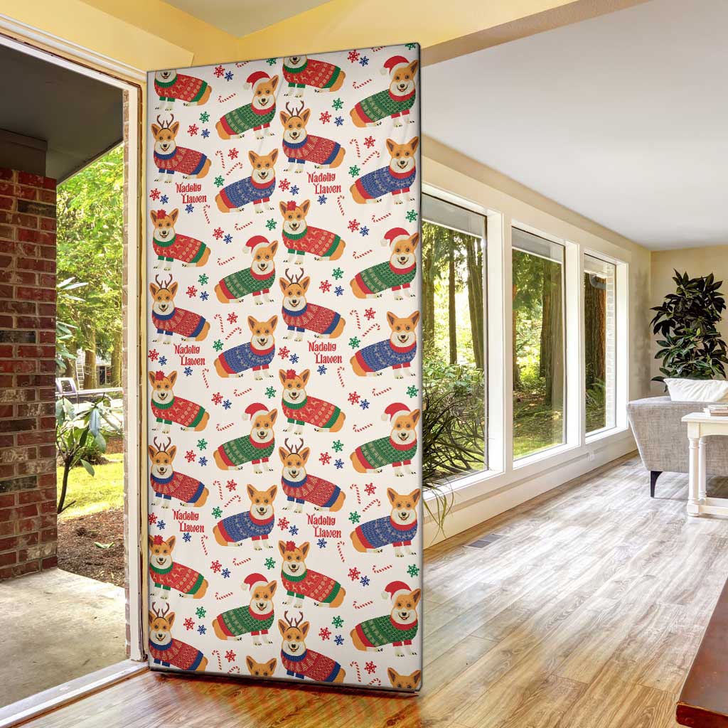 Wales Corgi Christmas Door Cover Nadolig Llawen Welsh Dog Seamless Vibes - Wonder Print Shop