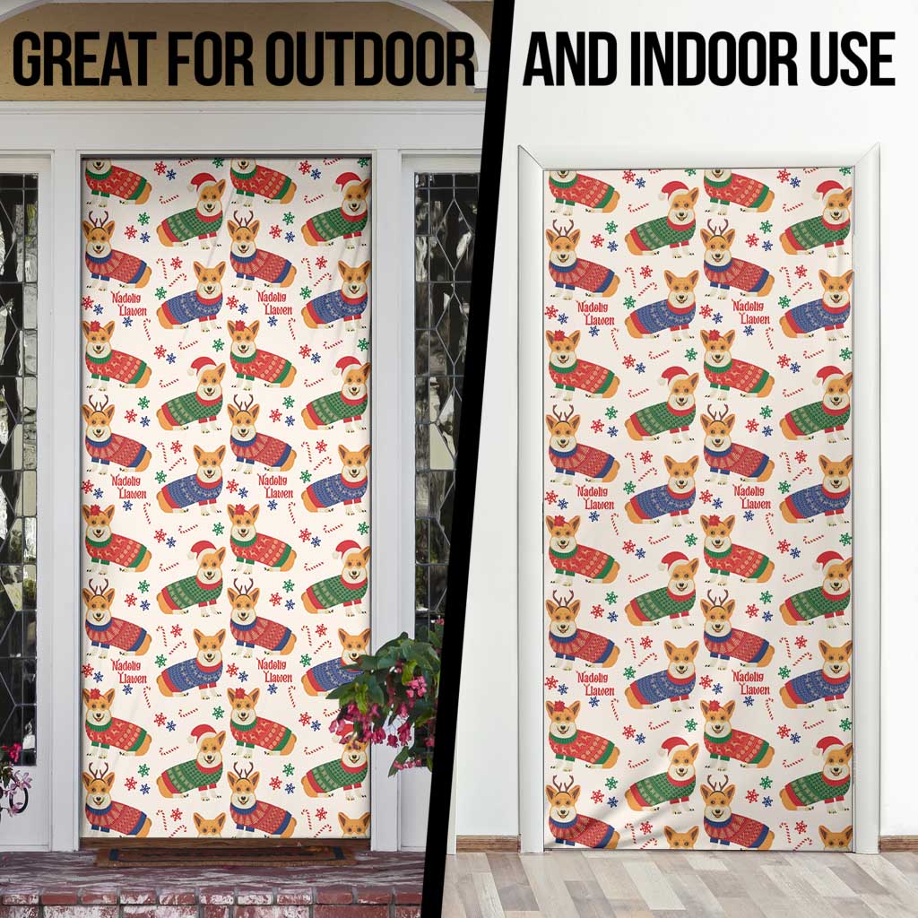 Wales Corgi Christmas Door Cover Nadolig Llawen Welsh Dog Seamless Vibes - Wonder Print Shop