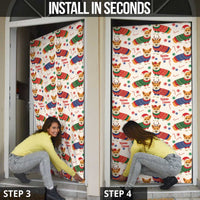 Wales Corgi Christmas Door Cover Nadolig Llawen Welsh Dog Seamless Vibes - Wonder Print Shop