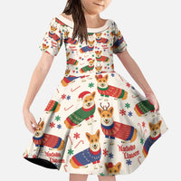 Wales Corgi Christmas Family Matching Off Shoulder Maxi Dress and Hawaiian Shirt Nadolig Llawen Welsh Dog Seamless Vibes - Wonder Print Shop