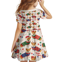 Wales Corgi Christmas Family Matching Off Shoulder Short Dress and Hawaiian Shirt Nadolig Llawen Welsh Dog Seamless Vibes - Wonder Print Shop