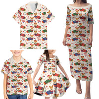 Wales Corgi Christmas Family Matching Puletasi and Hawaiian Shirt Nadolig Llawen Welsh Dog Seamless Vibes - Wonder Print Shop
