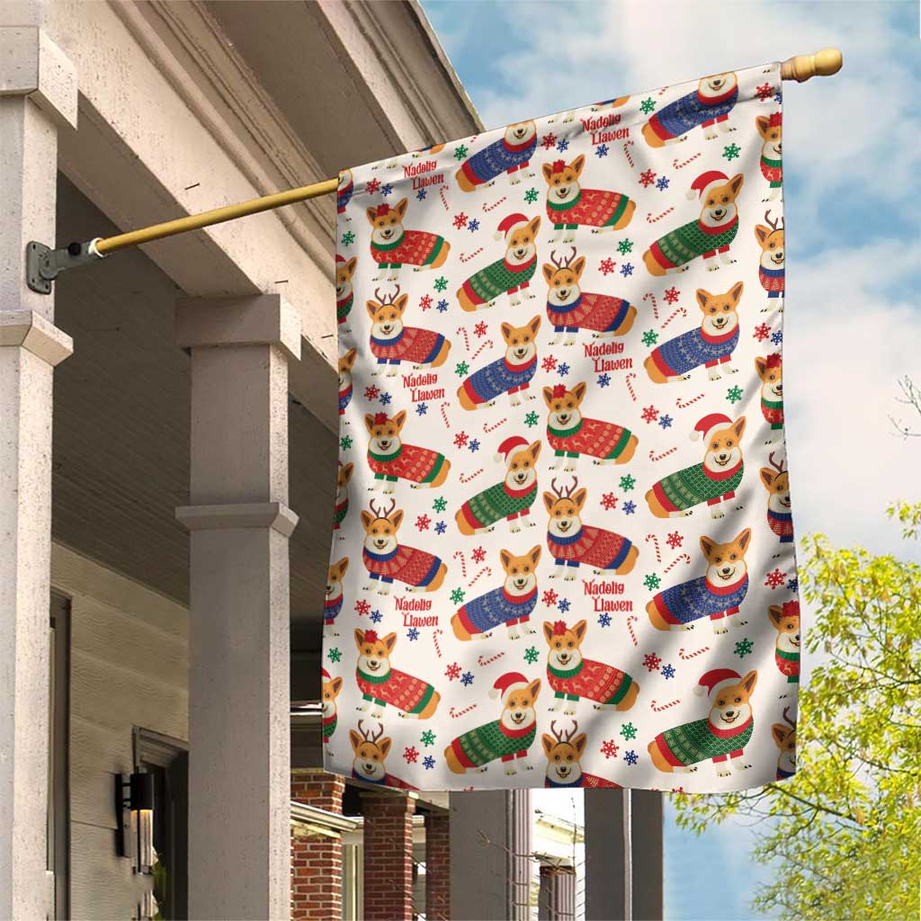 Wales Corgi Christmas Garden Flag Nadolig Llawen Welsh Dog Seamless Vibes - Wonder Print Shop