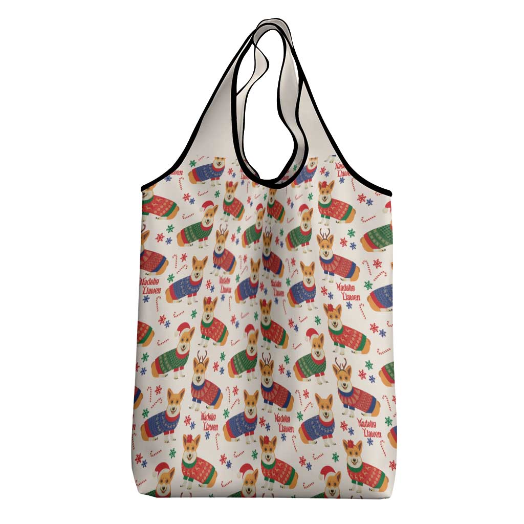 Wales Corgi Christmas Grocery Bag Nadolig Llawen Welsh Dog Seamless Vibes - Wonder Print Shop