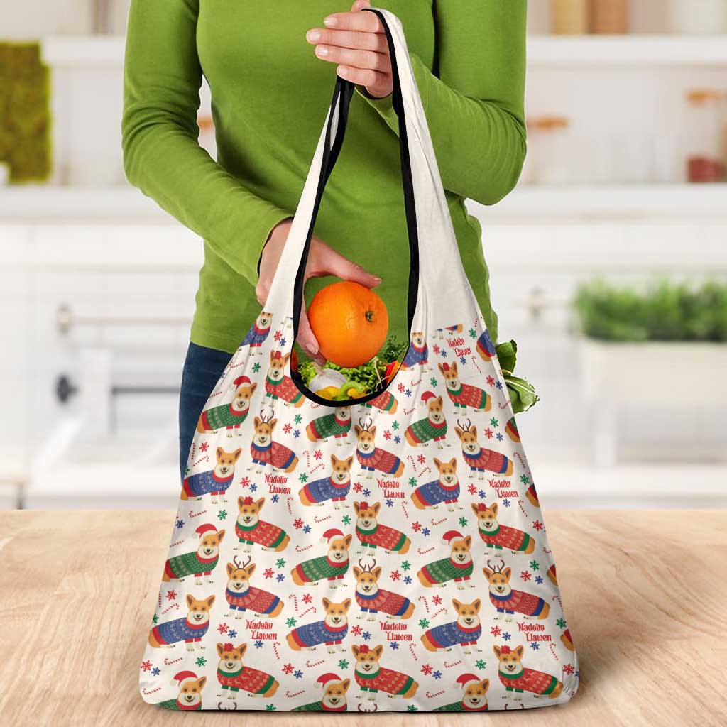 Wales Corgi Christmas Grocery Bag Nadolig Llawen Welsh Dog Seamless Vibes - Wonder Print Shop