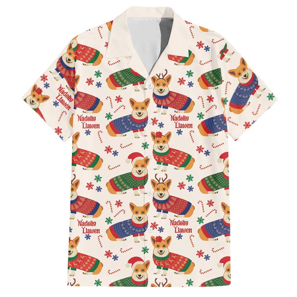 Wales Corgi Christmas Hawaiian Shirt Nadolig Llawen Welsh Dog Seamless Vibes - Wonder Print Shop