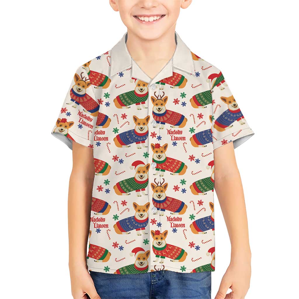 Wales Corgi Christmas Hawaiian Shirt Nadolig Llawen Welsh Dog Seamless Vibes - Wonder Print Shop