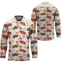 Wales Corgi Christmas Hockey Jersey Nadolig Llawen Welsh Dog Seamless Vibes - Wonder Print Shop
