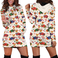 Wales Corgi Christmas Hoodie Dress Nadolig Llawen Welsh Dog Seamless Vibes - Wonder Print Shop