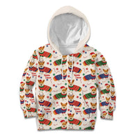 Wales Corgi Christmas Kid Hoodie Nadolig Llawen Welsh Dog Seamless Vibes - Wonder Print Shop