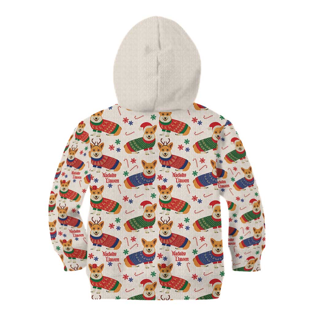 Wales Corgi Christmas Kid Hoodie Nadolig Llawen Welsh Dog Seamless Vibes - Wonder Print Shop