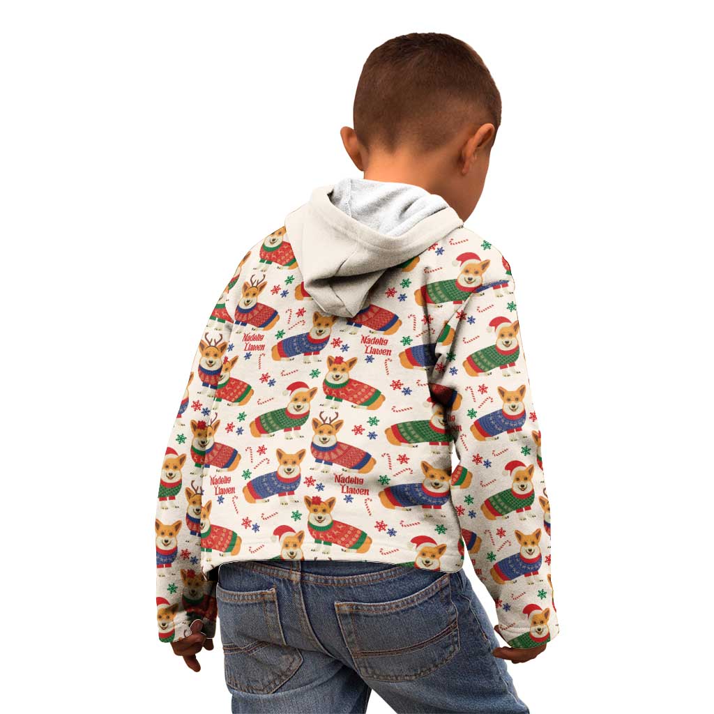 Wales Corgi Christmas Kid Hoodie Nadolig Llawen Welsh Dog Seamless Vibes - Wonder Print Shop