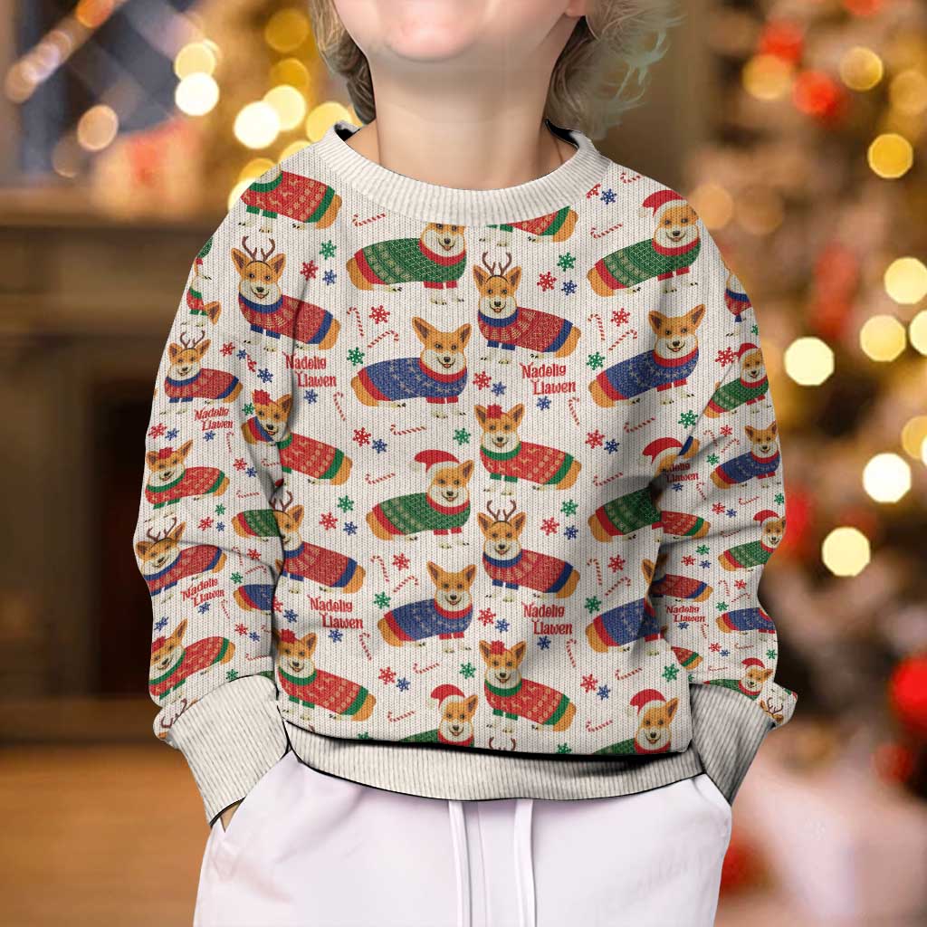 Wales Corgi Christmas Kid Ugly Christmas Sweater Nadolig Llawen Welsh Dog Seamless Vibes - Wonder Print Shop
