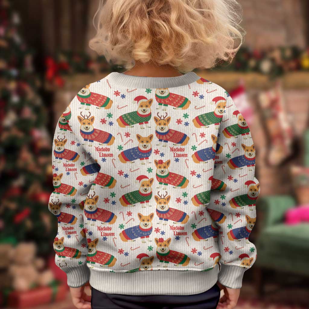 Wales Corgi Christmas Kid Ugly Christmas Sweater Nadolig Llawen Welsh Dog Seamless Vibes - Wonder Print Shop