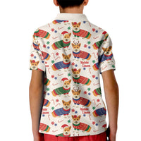 Wales Corgi Christmas Kid Polo Shirt Nadolig Llawen Welsh Dog Seamless Vibes - Wonder Print Shop