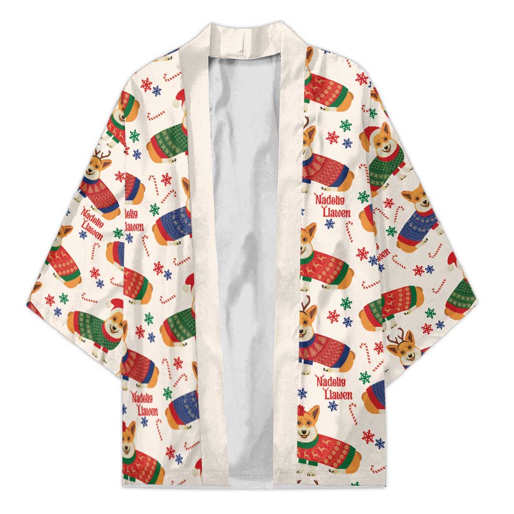 Wales Corgi Christmas Kimono Nadolig Llawen Welsh Dog Seamless Vibes - Wonder Print Shop